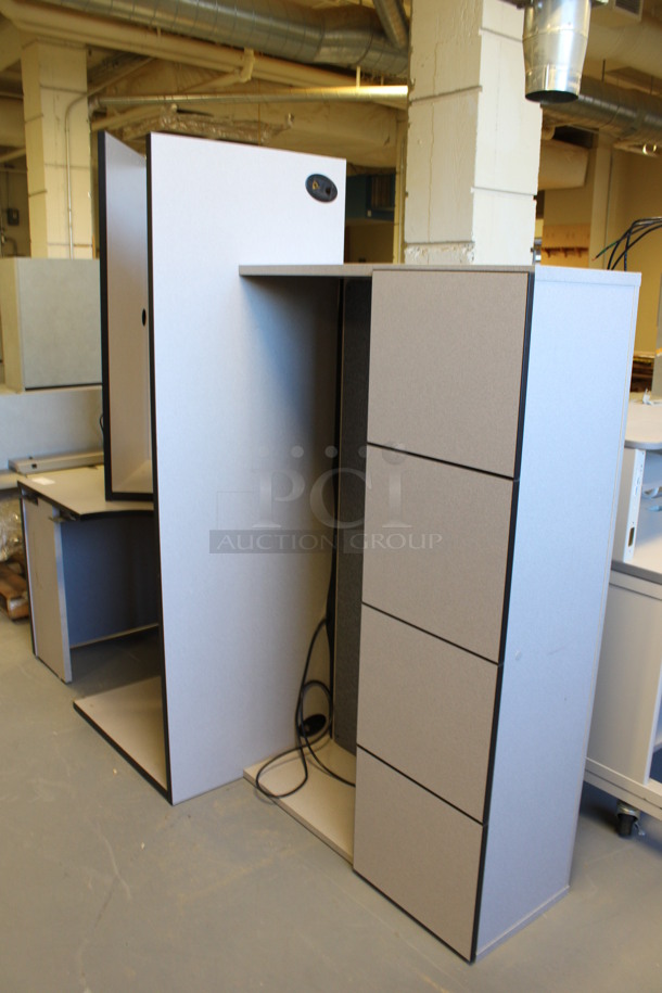 ALL ONE MONEY! Lot of 4 Various Gray Desk Pieces; 3 Desk Pieces and Hutch. Includes 108x72x67. (Room 130) - Image 6 of 6