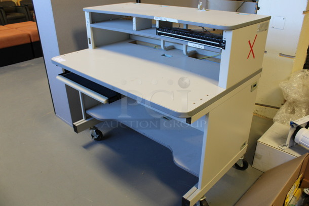 Gray Desk on Casters. 48x32x44. (Room 130) - Image 2 of 5