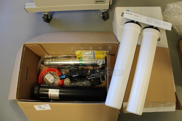 ALL ONE MONEY! Lot of Water Filtration Including Pentair Double Cartridge and Everpure Cartridge. (Room 130)  - Image 1 of 5