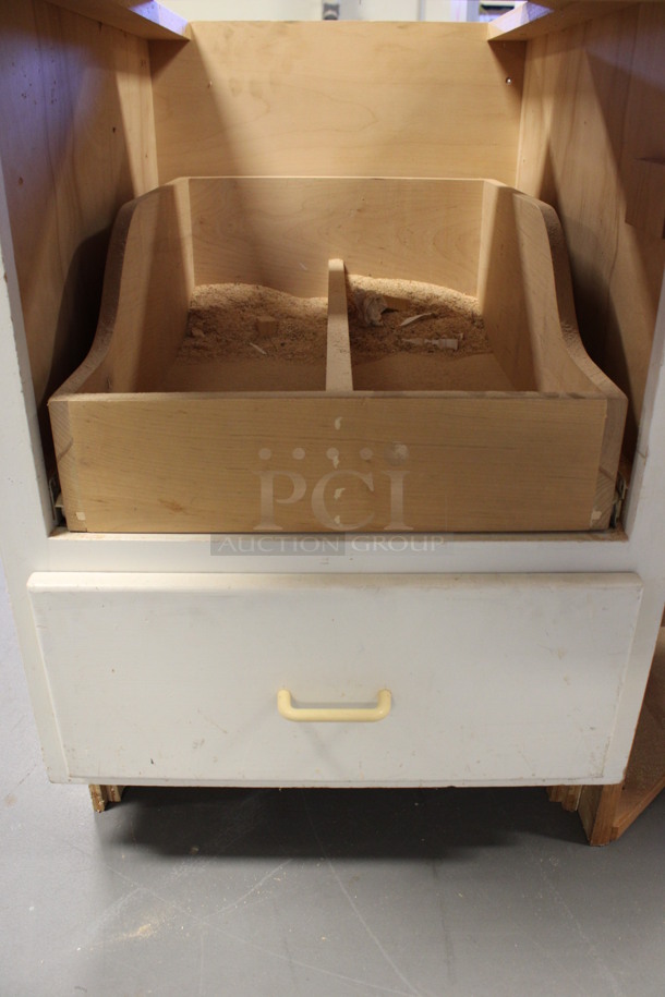 Wood Pattern Multi Level Table w/ Drawer and Under Shelves. 53x33x34. (Room 130) - Image 4 of 5