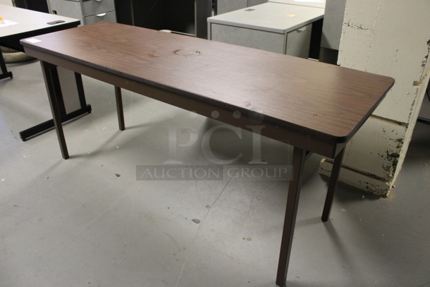Wood Pattern Table on Brown Metal Legs. 72x24x30. (Room 130) - Image 2 of 3