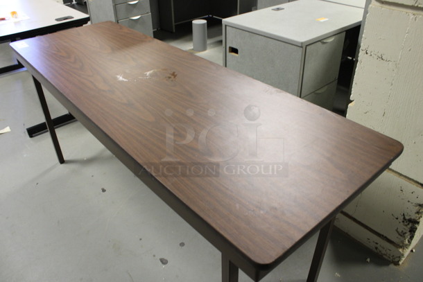 Wood Pattern Table on Brown Metal Legs. 72x24x30. (Room 130) - Image 3 of 3