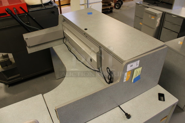 ALL ONE MONEY! Lot of Various Gray Desk Pieces Including Hutch, Desktop and Filing Cabinet. 64x84x64. (Room 130) - Image 4 of 6