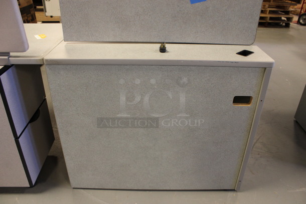 ALL ONE MONEY! Lot of Various Gray Desk Pieces Including Hutch, Desktop and Filing Cabinet. 64x84x64. (Room 130) - Image 5 of 6