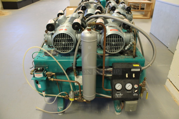 Apollo Model O82 Metal Commercial Floor Style Dental Air Compressor. 230 Volts, 1 Phase. 32x36x34. (Room 130)