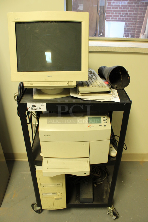 ALL ONE MONEY! Lot of Mustang Dynamometer, Dell Computer Monitor, Lexmark OptraFit Printer, Computer Tower and AV Cart! 35x132x20, 25x19x60. (Room 130) - Image 2 of 11