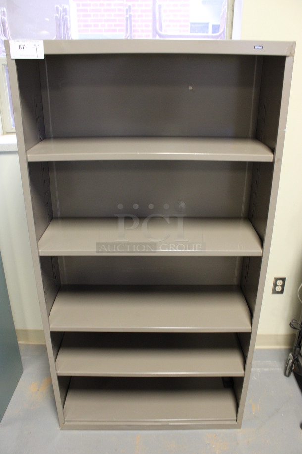 Gray Metal 5 Tier Bookshelf. 35x14x66. (Room 130) - Image 1 of 3
