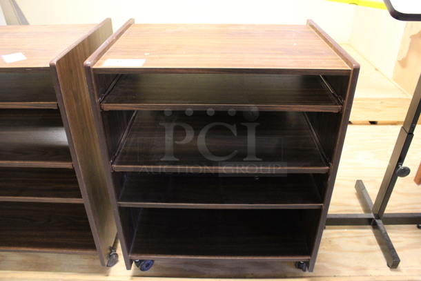 Wood Pattern Cart w/ 4 Shelves on Casters. 26.5x20x33. (Room 130)