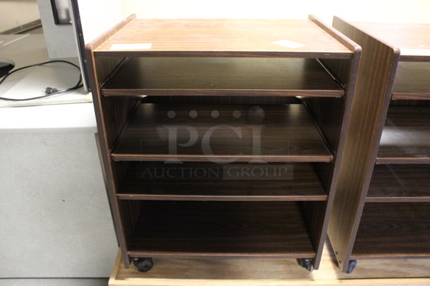 Wood Pattern Cart w/ 4 Shelves on Casters. 26.5x20x33. (Room 130)