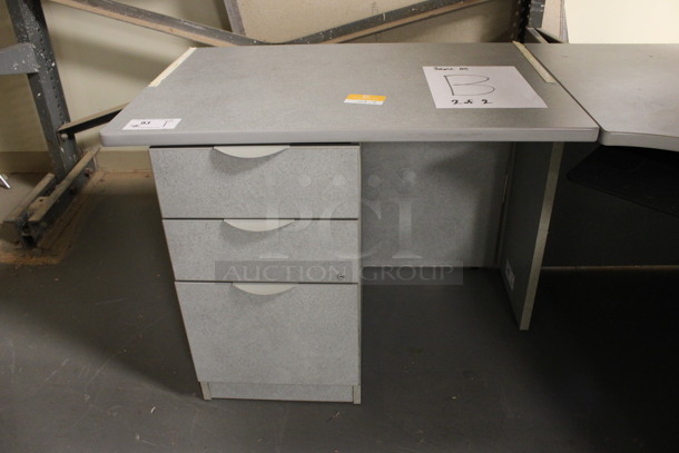Gray L Shaped Desk Set Up w/ Hutch, 3 Drawer Filing Cabinet and 2 Drawer Filing Cabinet. 72x60x67. (Room 130) - Image 2 of 5