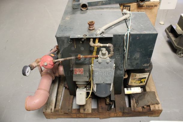 Simplx Model SFT Green Metal Diesel Day Tank w/ 2 Boxes of Diesel Engine Oil. 34x24x58. (Room 130) - Image 5 of 9