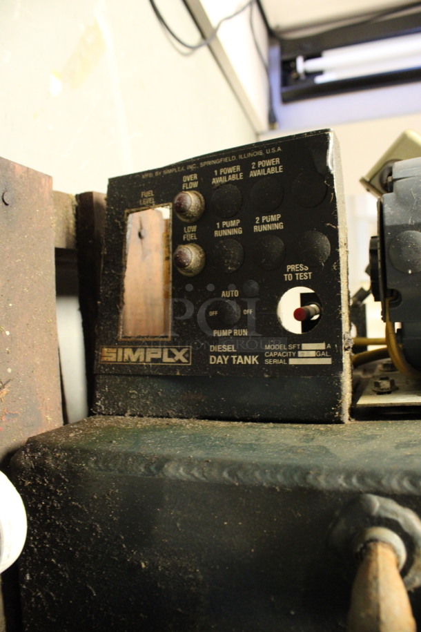Simplx Model SFT Green Metal Diesel Day Tank w/ 2 Boxes of Diesel Engine Oil. 34x24x58. (Room 130) - Image 8 of 9