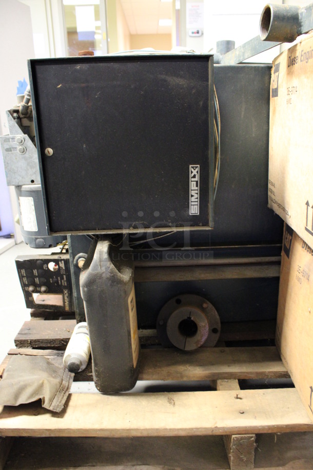 Simplx Model SFT Green Metal Diesel Day Tank w/ 2 Boxes of Diesel Engine Oil. 34x24x58. (Room 130) - Image 9 of 9