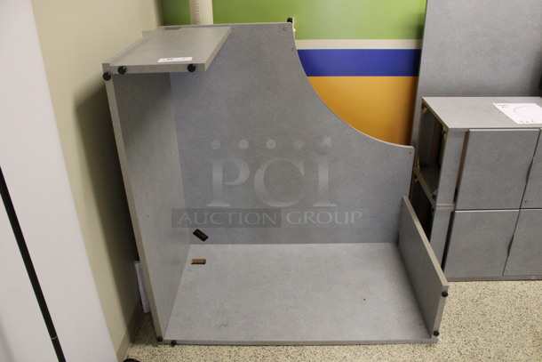 Gray U Shaped Desk Set Up w/ Hutch, 3 Drawer Filing Cabinet and 2 Drawer Filing Cabinet. 100x103x67. (Hallway) - Image 3 of 5