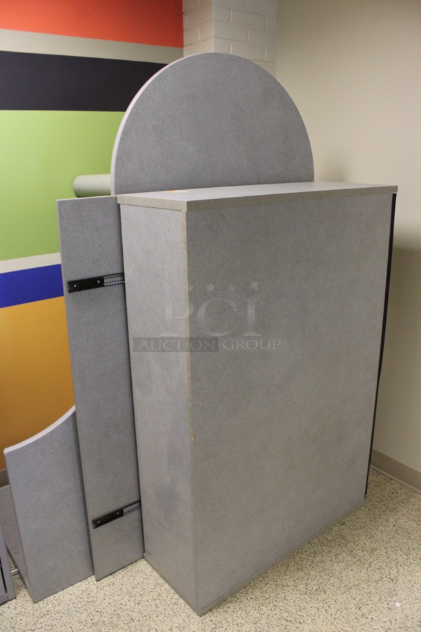 Gray U Shaped Desk Set Up w/ Hutch, 3 Drawer Filing Cabinet and 2 Drawer Filing Cabinet. 100x103x67. (Hallway) - Image 5 of 5