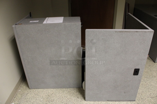 Gray L Shaped Desk Set Up w/ 3 Drawer Filing Cabinet and 2 Drawer Filing Cabinet. 72x72x29. (Hallway) - Image 2 of 5