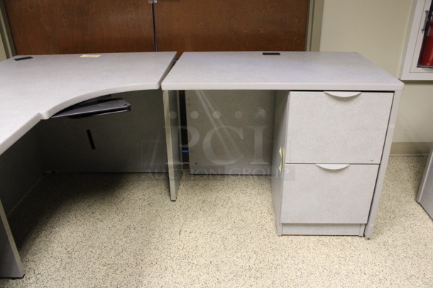 Gray L Shaped Desk Set Up w/ 3 Drawer Filing Cabinet and 2 Drawer Filing Cabinet. 72x72x29. (Hallway) - Image 2 of 5