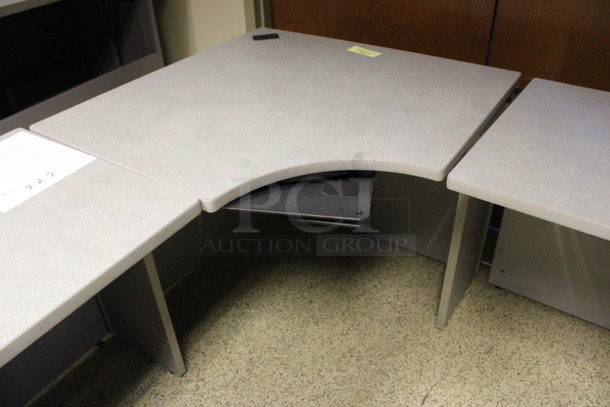 Gray L Shaped Desk Set Up w/ 3 Drawer Filing Cabinet and 2 Drawer Filing Cabinet. 72x72x29. (Hallway) - Image 5 of 5
