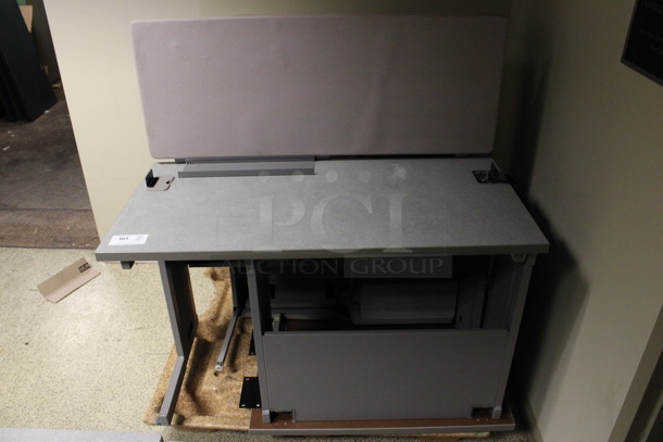 ALL ONE MONEY! Lot of Various Gray Desk Pieces; 2 Desks and Hutch. Includes 48x24x50, 30x36x36. (Hallway) - Image 2 of 5