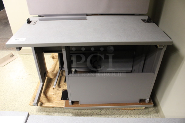 ALL ONE MONEY! Lot of Various Gray Desk Pieces; 2 Desks and Hutch. Includes 48x24x50, 30x36x36. (Hallway) - Image 3 of 5