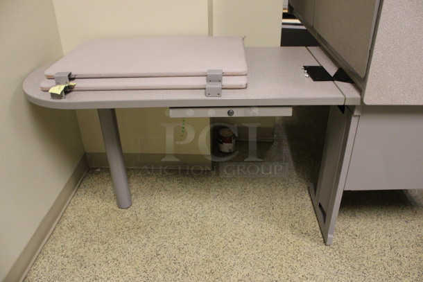 Gray L Shaped Desk Set Up w/ 2 Hutches. Includes 86x36x30. (Hallway) - Image 3 of 5