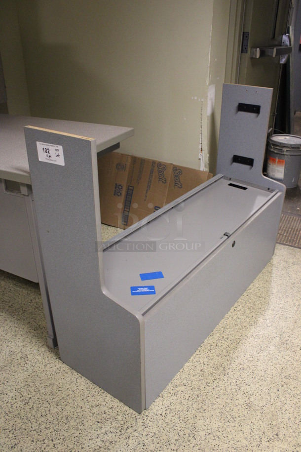 Gray L Shaped Desk Set Up w/ 2 Hutches. Includes 86x36x30. (Hallway) - Image 5 of 5