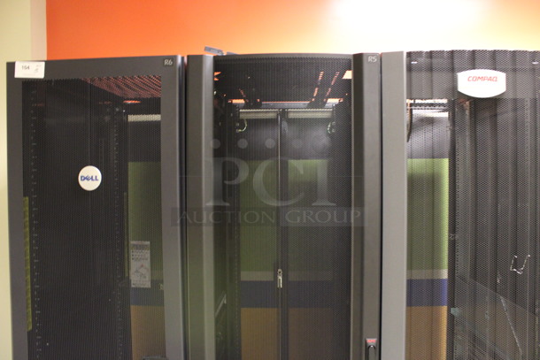 ALL ONE MONEY! Lot of 3 Black Metal Server Rack Cabinets! 24x38x79. (Hallway) - Image 4 of 4
