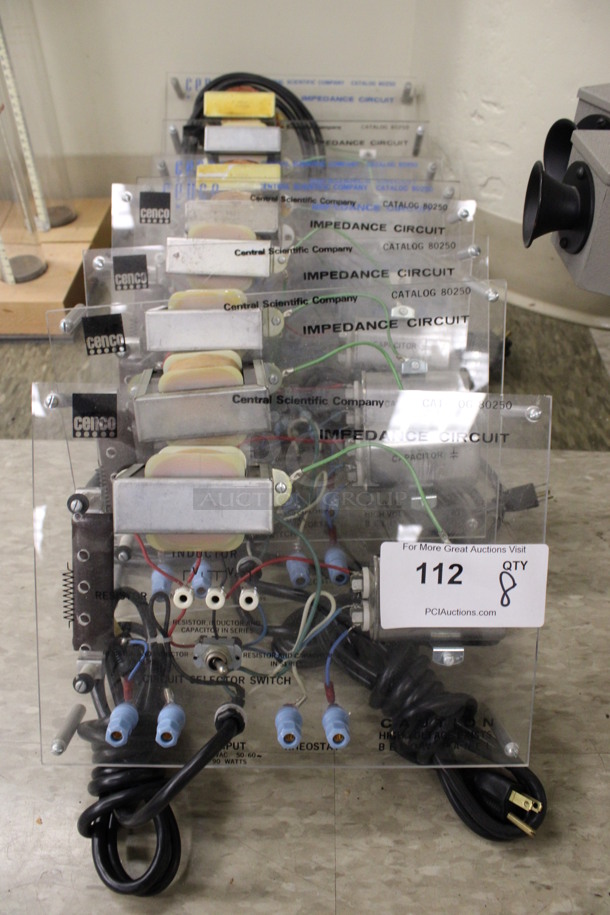8 Cenco Central Scientific Company Impedance Circuits. 12x3x9. 8 Times Your Bid! (Room 105)