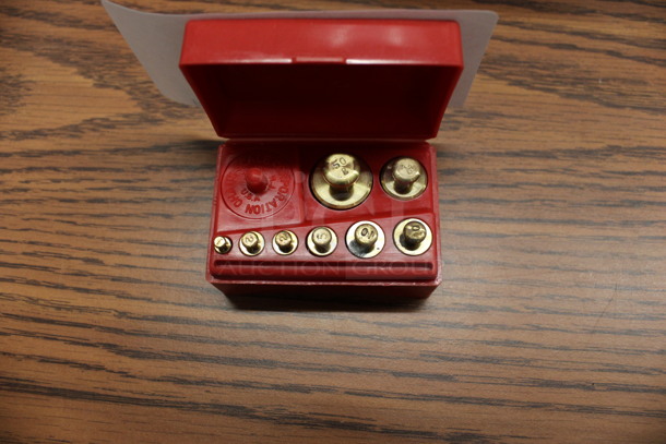 Ohaus Union Red Case w/ Various Metal Pieces Inside. 3x2x1.5. (Room 105) - Image 2 of 4