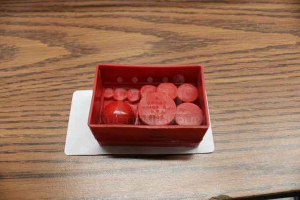 Ohaus Union Red Case w/ Various Metal Pieces Inside. 3x2x1.5. (Room 105) - Image 4 of 4