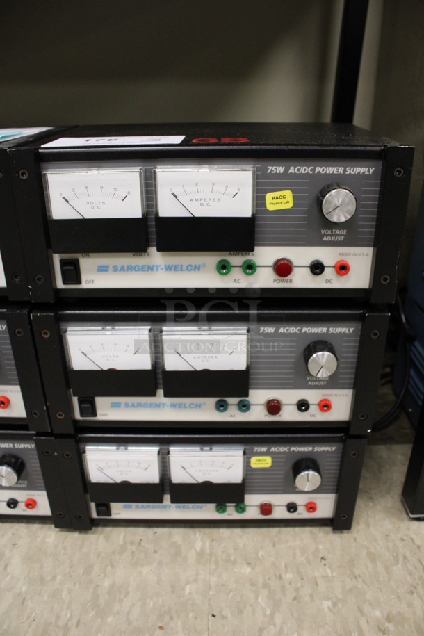 3 Sargent Welch 75W AC/DC Power Supplies. 11x8x5. 3 Times Your Bid! (Room 105)