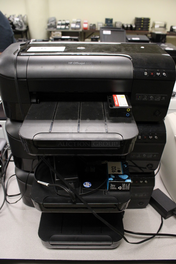 3 HP Officejet 6100 Countertop Printers. 18.5x16x7. 3 Times Your Bid! (Room 105)