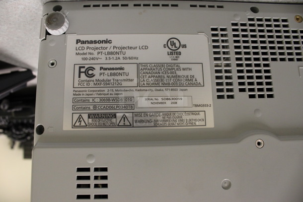 Panasonic Model PT-LB80NTU LCD Projector w/ 6 Various Remotes. 14.5x9x4. (Room 105) - Image 7 of 7