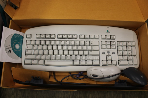 IN ORIGINAL BOX! Logitech Keyboard and Mouse. 18.5x7x1.5. (Room 105)
