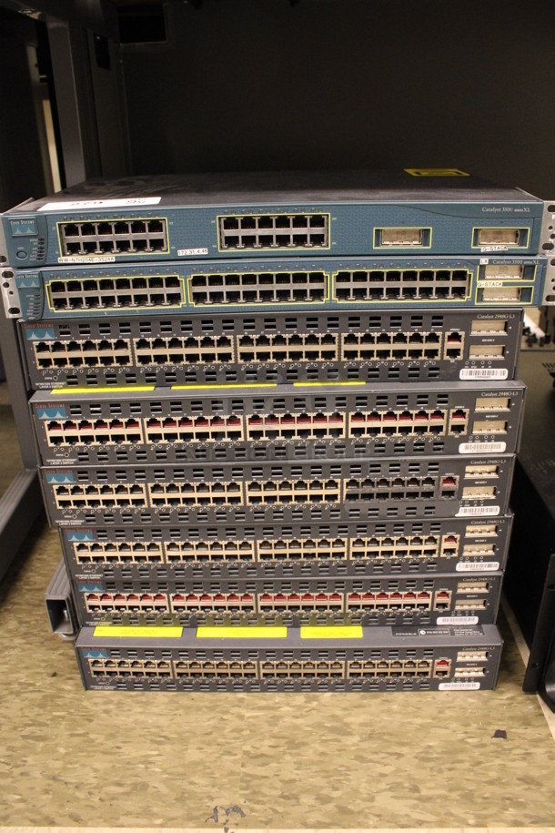 8 Cisco Systems Various Rack Units Including Catalyst 3500, Catalyst 2948G-L3. Includes 19x11.5x2. 8 Times Your Bid! (Room 105)