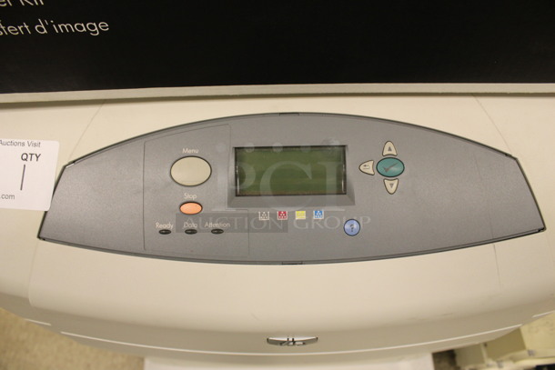 HP Color LaserJet 5550dtn Floor Style Printer w/ 2 Boxes of Ink. 25x28x36. (Room 105) - Image 6 of 8