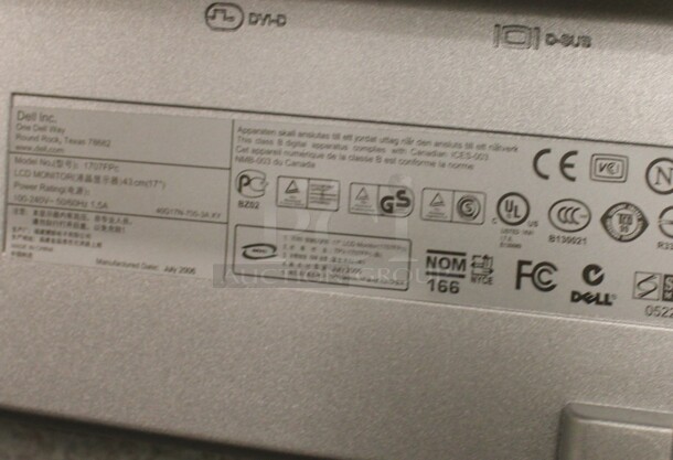 3 Dell 19" Computer Monitors Including Model 1907FPc. 3 Times Your Bid! (Room 105) - Image 4 of 6