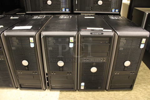10 Dell Optiplex Computer Towers Including 745 and 780. 7.5x17x16. 10 Times Your Bid! (Room 105)