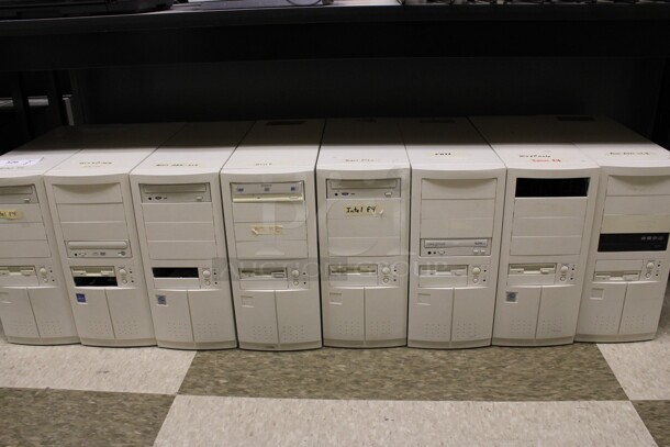 8 Various Computer Towers. Includes 7.5x19x17. 8 Times Your Bid! (Room 105)