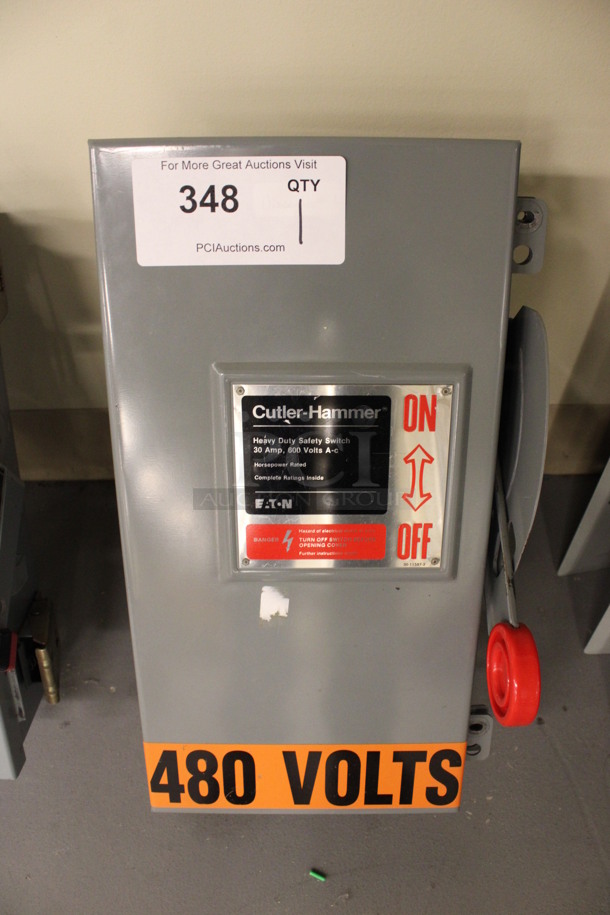 Cutler-Hammer Gray Metal Heavy Duty Safety Switch. 9x8x16.5. (Basement: Room 019)