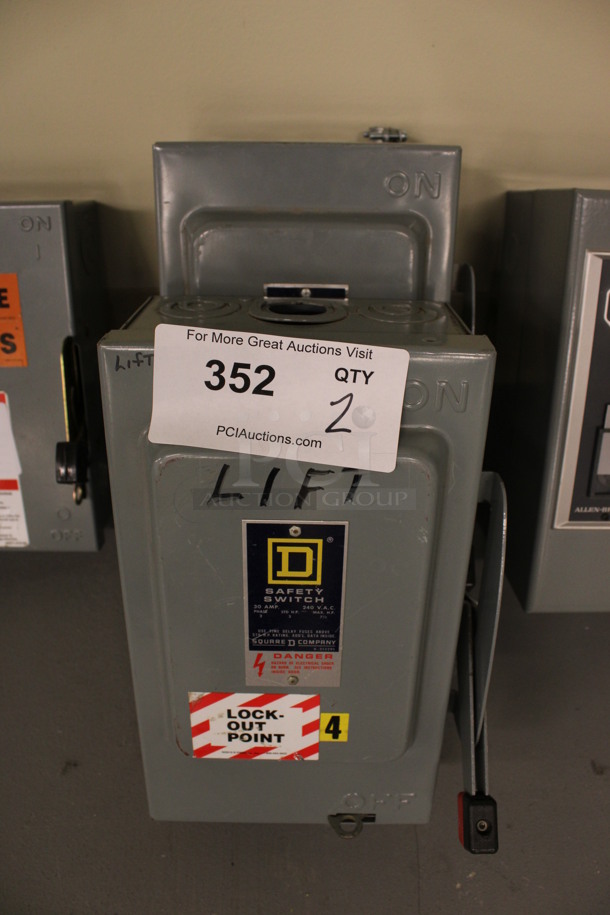 2 Square D Gray Metal Heavy Duty Safety Switches. 7x5.5x11. 2 Times Your Bid! (Basement: Room 019)