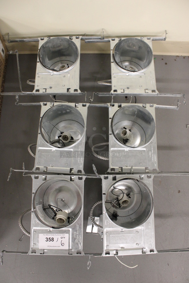 ALL ONE MONEY! Lot of 6 Metal Ceiling Mount Flush Light Fixture. 11x15x9. (Basement: Room 019)