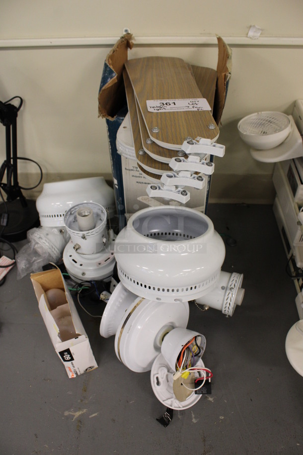 ALL ONE MONEY! Lot of Various Items Including Halogen Light, Fan, Light Fixtures! Includes 7x7x4. (Basement: Room 019) - Image 2 of 6
