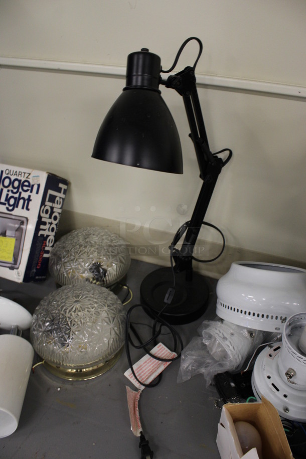 ALL ONE MONEY! Lot of Various Items Including Halogen Light, Fan, Light Fixtures! Includes 7x7x4. (Basement: Room 019) - Image 4 of 6