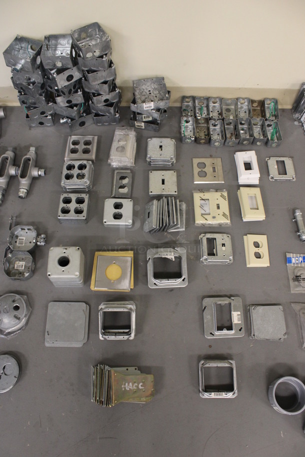 ALL ONE MONEY! Lot of Various Metal Pieces, Outlet Covers, Outlet Peices and Metal Brackets! (Basement: Room 019) - Image 5 of 11