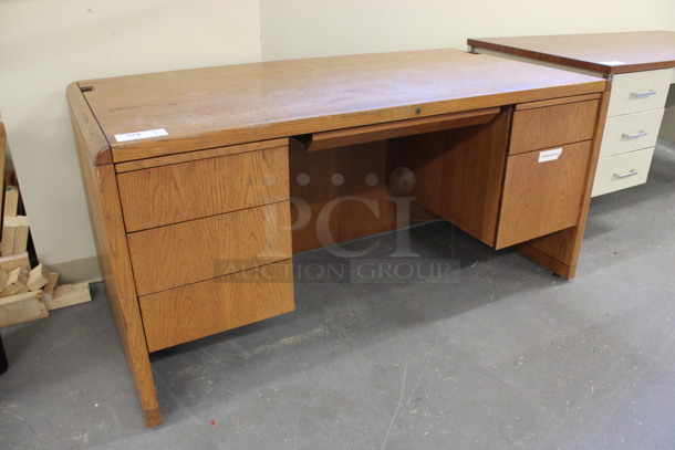 Wood Pattern Desk w/ 5 Drawers. 60x30x29. (Basement: Room 019) - Image 3 of 6