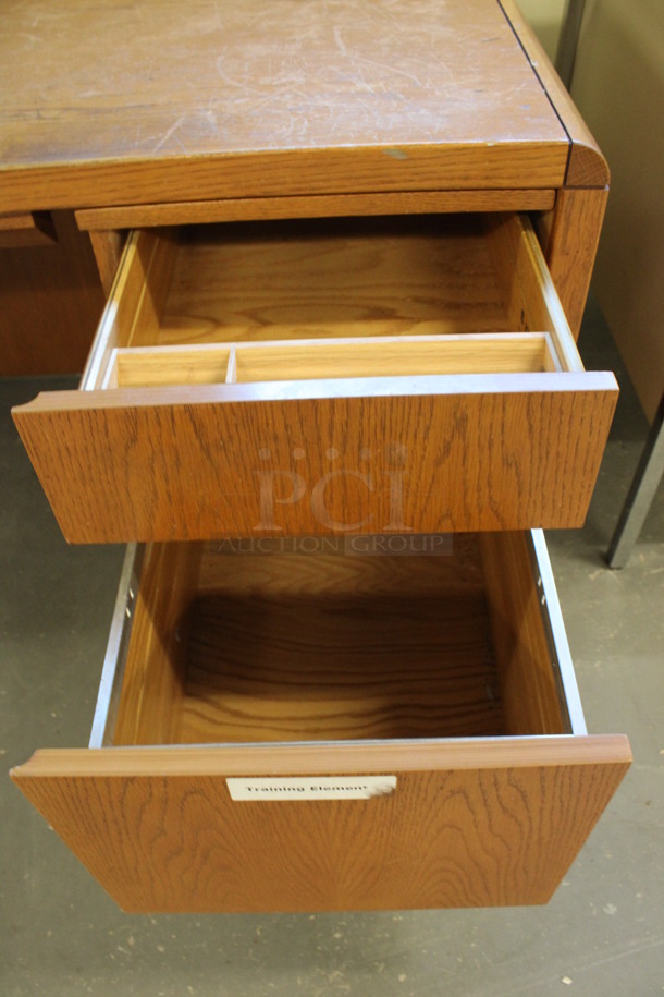 Wood Pattern Desk w/ 5 Drawers. 60x30x29. (Basement: Room 019) - Image 5 of 6