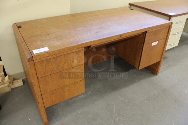 Wood Pattern Desk w/ 5 Drawers. 60x30x29. (Basement: Room 019) - Image 6 of 6