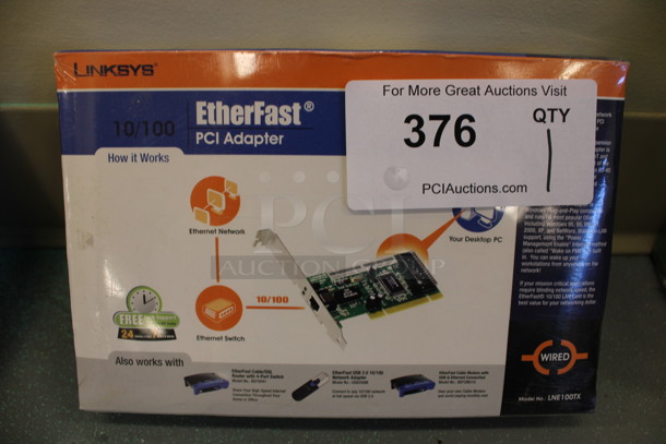 BRAND NEW IN BOX! Linksys EtherFast PCI Adapter. (Basement: Room 019)