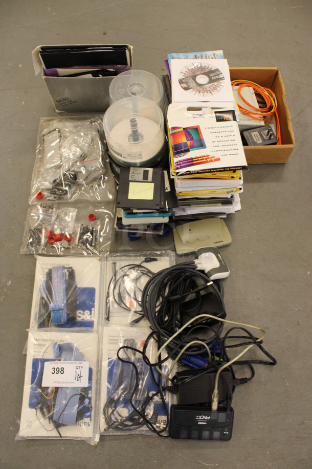 ALL ONE MONEY! Lot of Various Items Including 3Com Fiber Converter, Floppy Disks and CDs! (Basement: Room 019) - Image 1 of 7